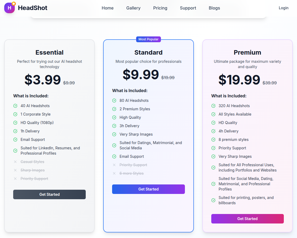 headshot.hosan.in Pricing