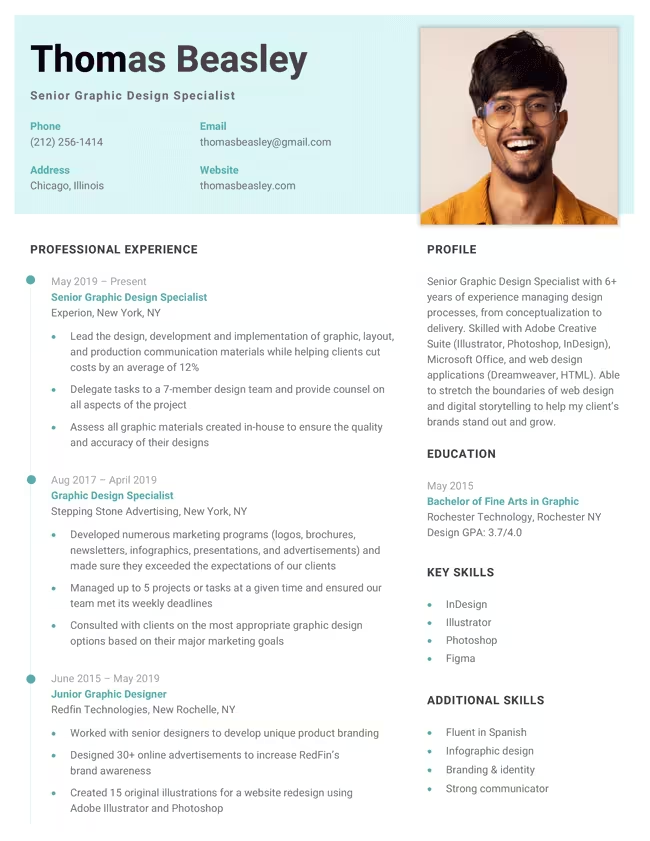 resume with casual photo